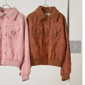 TINA:JOJUN 리브 도킹 인조 가죽 블루종 브라운