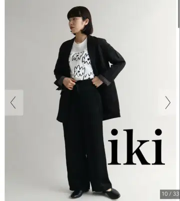 iki 큐프라 주름 새틴 와이드 팬츠 블랙 F