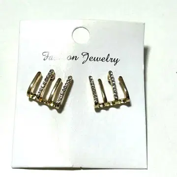 4연 바 큐빅 귀걸이 이어커프풍 화려함 익명 배송