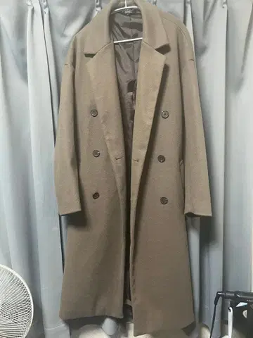 스트레치 볼륨 테크 멜톤 오버 사이즈 롱 기장 랩 코트