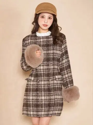 Darich 턱 디자인 체크 코트 M