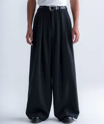 SINSS 트위드 3턱 와이드 슬랙스