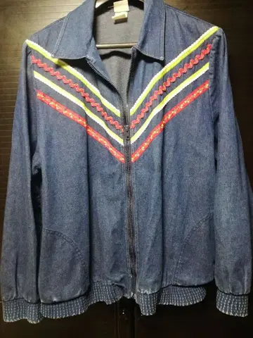 70년대~ USA제 빈티지 데님 자켓 컬러풀 스트라이프 XL