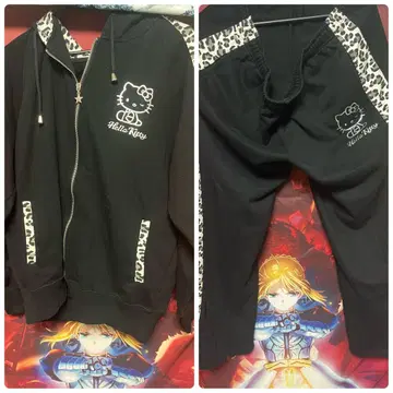 키티 레오파드 무늬 셋업 후드티