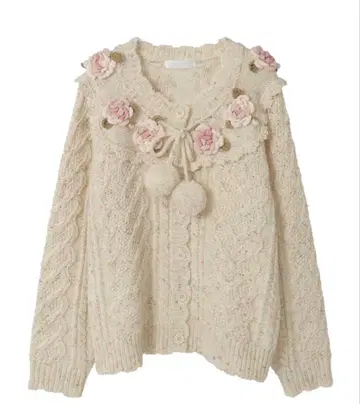핑크하우스 장미 모티브 가디건