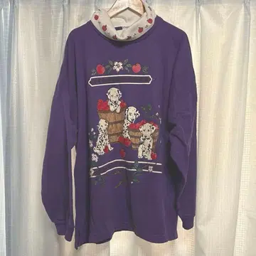 빈티지 달마시안 프린트 터틀넥 트레이닝복 구제 의류