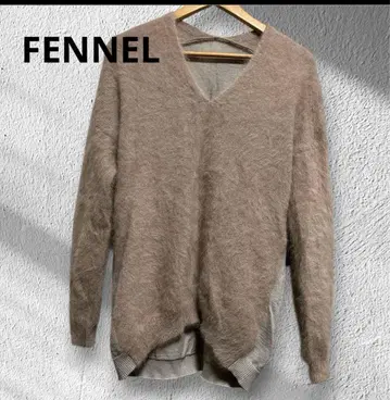 FENNEL 베이지 울 V넥 절개 니트 스웨터 38 사이즈