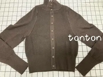 Amomento 브라운 리브 하이넥 가디건