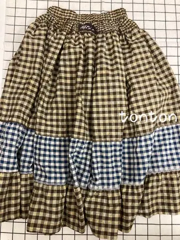 Coyseio 체크 무늬 플레어 스커트