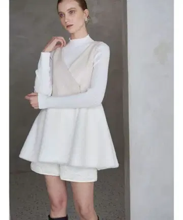 MERCURYDUO 퍼 점프수트 미니 원피스 아이보리 M