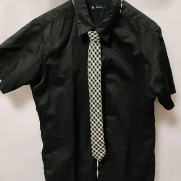 블랙 화이트 체크 패턴 넥타이 격자무늬 넥타이