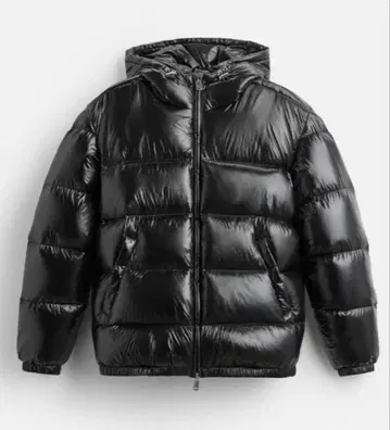 ZARA 블랙 후드 부착 다운 자켓