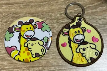 타베코 동물 산리오 폼폼푸딩 자수 키링 캔뱃지 세트