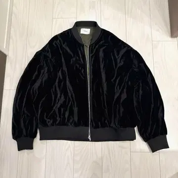 MURUA 23AW 벨로아 퀼트 블루종 블랙