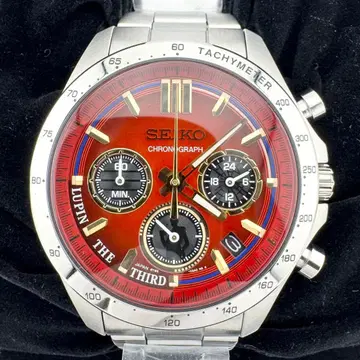 미사용품 세이코 8T63-0ZX0 루팡 3세 콜라보 남성용 쿼츠 손목시계