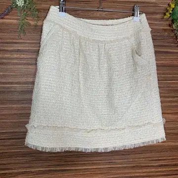 레베카 테일러 트위드 스커트 사이즈 2 M 상당 화이트 레이온 울