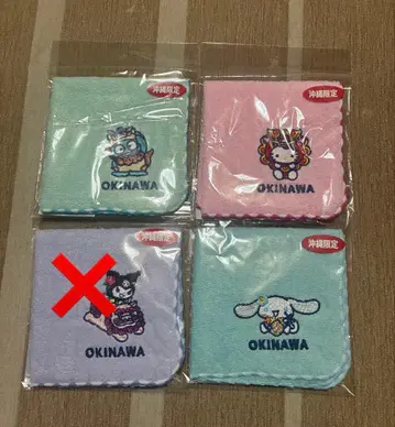 오키나와 한정판 산리오 미니 타월 쿠로미 시나모롤 키티 한교동 손수건
