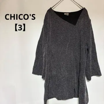 새상품급 CHICO S 3 V넥 긴팔 튜닉 가을 겨울 그레이