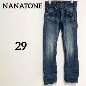 NANATONE 스트레이트 데님 네이비 아메카지 빈티지 코디