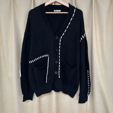 ZARA 탑 스티치 리본 니트 가디건 블랙 M 사이즈