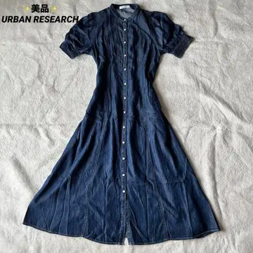 새상품급 어반 리서치 데님 셔츠 원피스 네이비 F 사이즈