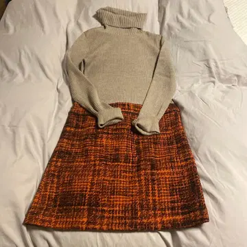 23구 터틀넥 도킹 원피스 40 트위드 절개 빅 사이즈