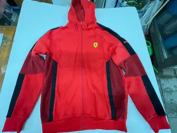 페라리 풀 집업 후드티 레드