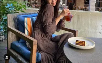 브라운 플리츠 롱 원피스