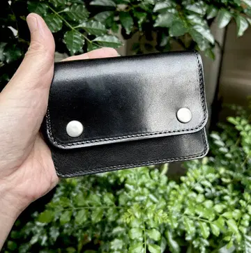도치기 가죽 컴팩트 지갑 미니 트래커 월렛 블랙