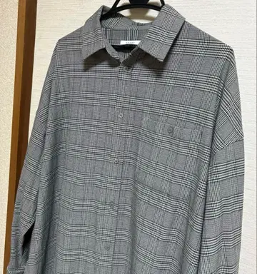 오브렉트 블랙 체크 롱 빅 셔츠 가디건 원피스