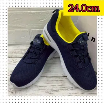 24.0cm 새상품 여성용 스니커즈 슬립온 메쉬 에어 네이비 컬러