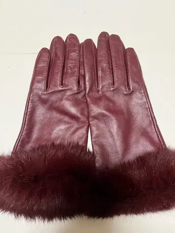 가죽 장갑 버건디 퍼 포함