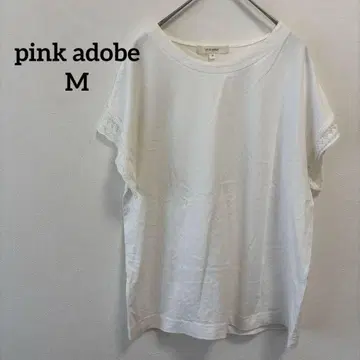 핑크 어도비 소매 레이스 티셔츠 화이트 M 사이즈