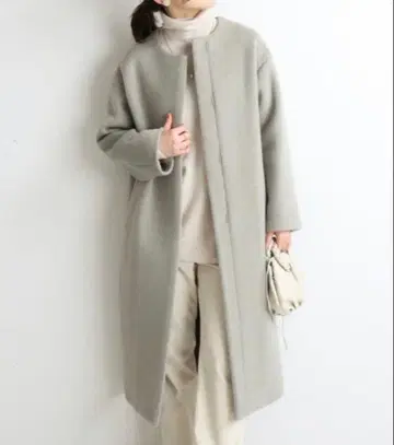 IENA 그레이 노카라 울 코트