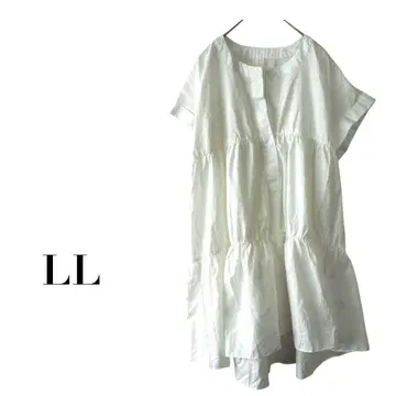 티어드 원피스 코튼 화이트 L L 무지 내추럴 페미닌