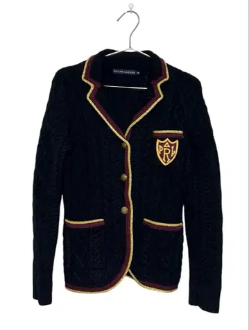 랄프 로렌 캐시미어 혼방 케이블 짜임 니트 테일러드 자켓 사이즈 M