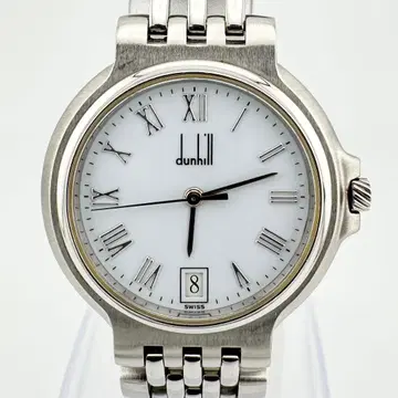 상태 좋음 던힐 엘리트 로만 화이트 남성용 쿼츠 손목시계