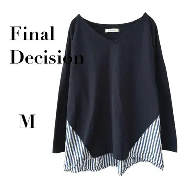 파이널 디시전 이소재 절개 티셔츠 네이비 M 루즈핏 V넥