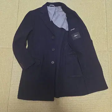 HEVO 체스터 코트 네이비 울 이탈리아제 사이즈 M