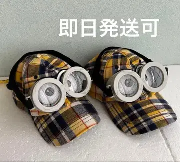 미니언 체크 무늬 모자 고글 4 USJ 유니버셜 공식