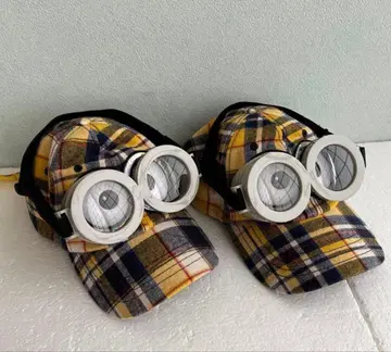 미니언 체크 무늬 모자 고글 4 USJ 유니버셜 공식