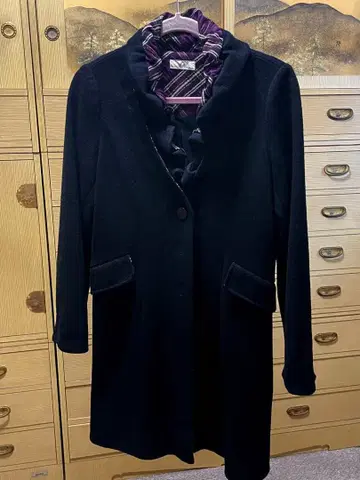 [ M.A. ] 프릴 옷깃 블랙 롱 코트 L