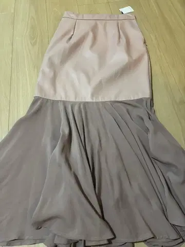 rienda 플레어 롱 스커트 핑크 브라운