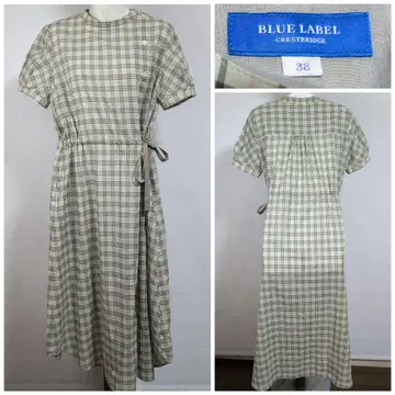 블루 라벨 체크 무늬 반팔 셔츠 원피스