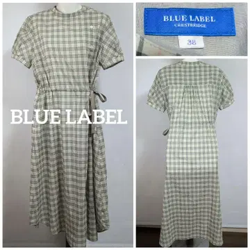 블루 라벨 체크 무늬 반팔 셔츠 원피스