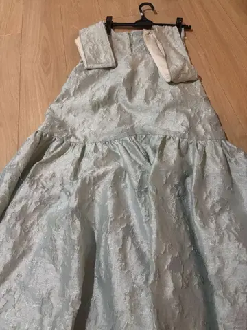 RANDA 자수 장식 민트 그린 플레어 스커트