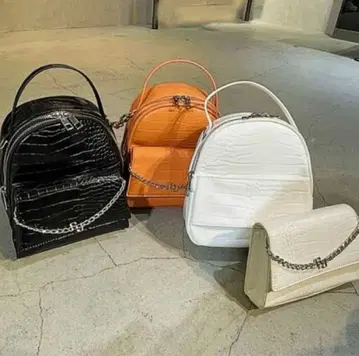 GYDA 새상품 GG 체인 5WAY 미니 백팩 크로커다일풍 블랙 백