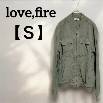 love,fire [ S ] 자켓 올리브 그린 블루종 겉옷 긴팔