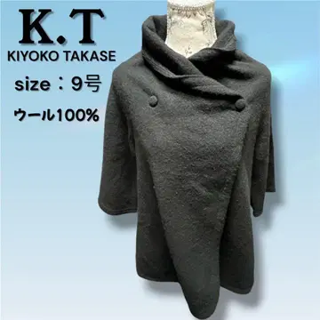 K.T KIYOKO TAKASE 케이프 판초 상의 울 블랙