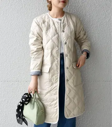 SHIPS any 별주 TAION 파이핑 노카라 퀼팅 코트